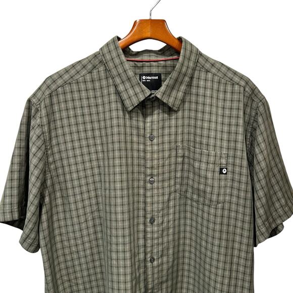 Marmot Eldridge Short-Sleeve Button Down Shirt Mens Size 1X Green Plaid UPF 20 - Picture 3 of 7